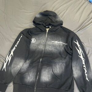 Men's Black and Gray Zip-Up Hoodie